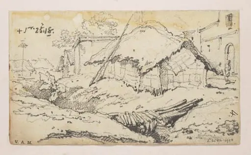 An Indian village, by George Chinnery
