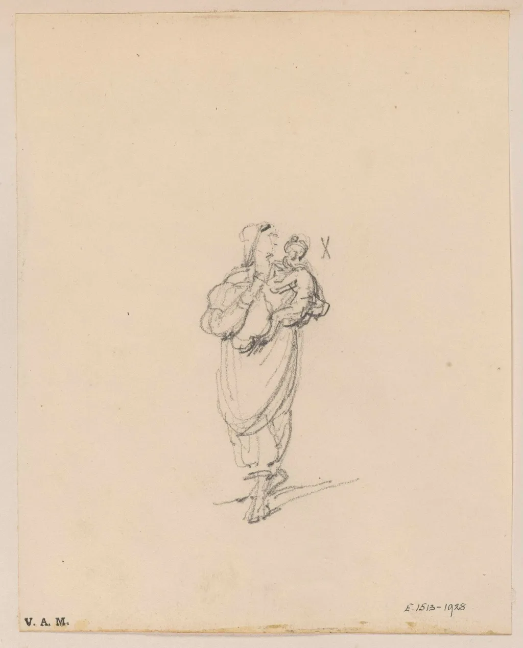 An Indian woman holding a child, by George Chinnery, 16