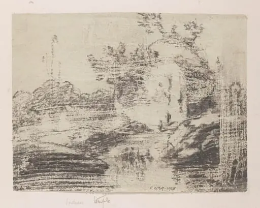 Ann overgrown tomb in Bengal, by George Chinnery