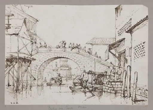 Bridge at Honan opposite to Canton, by George Chinnery