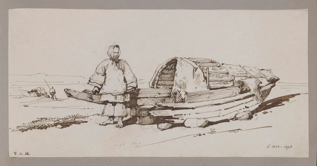 Broken Tanka boat on the shore, by George Chinnery, 19