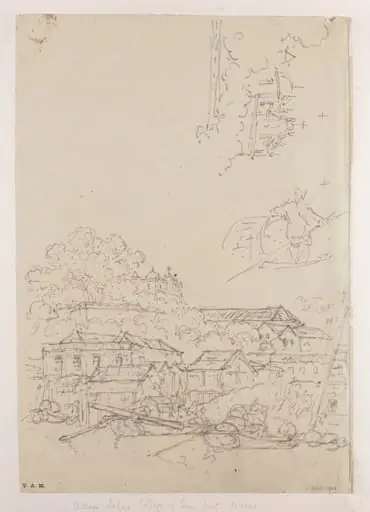 Buildings below the College of S. José, Macau, by George Chinnery