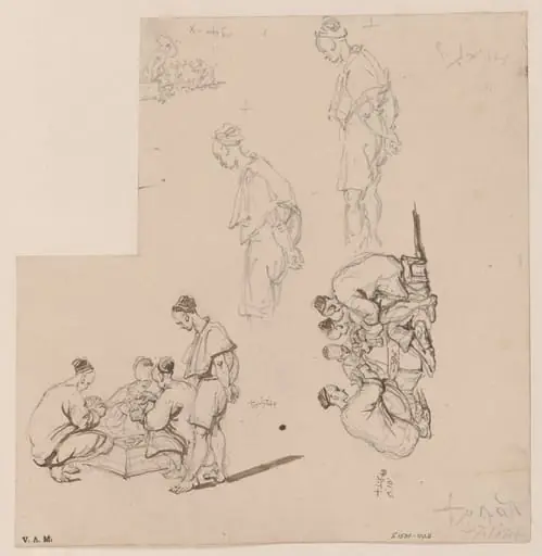 Chinese card-players and other figures, by George Chinnery