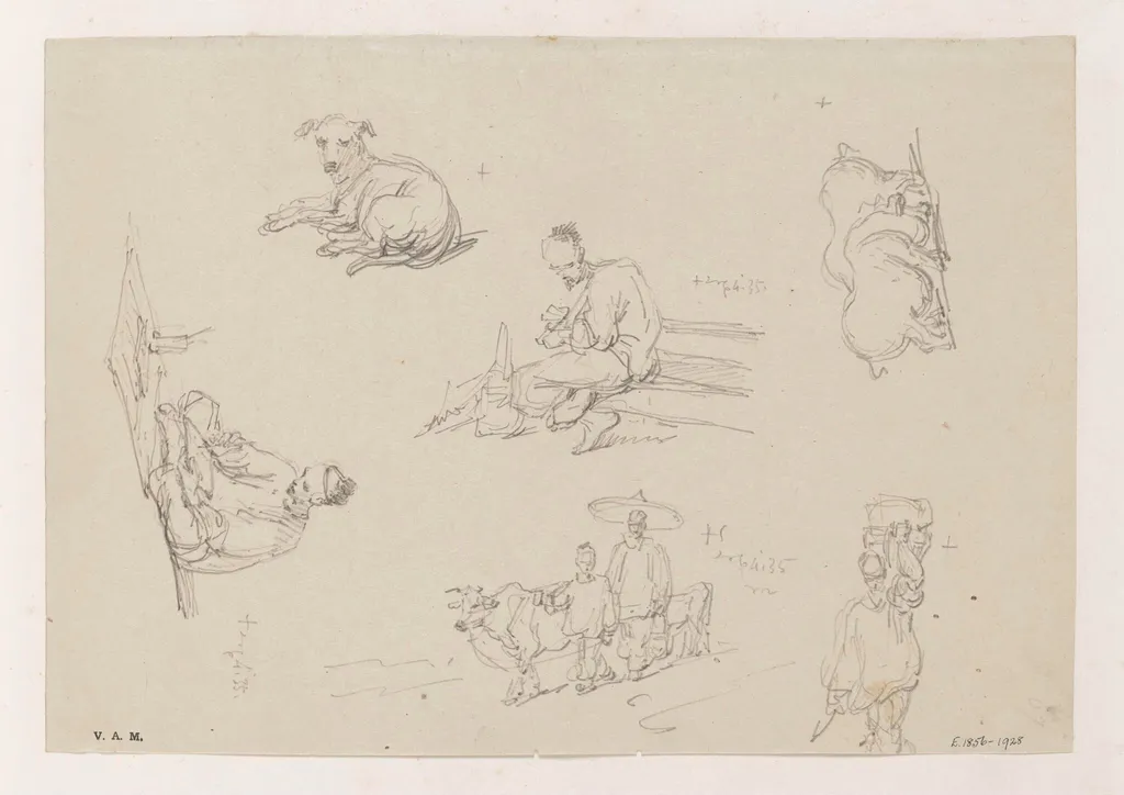 Chinese figures and animals, by George Chinnery, 6