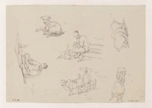 Chinese figures and animals, by George Chinnery