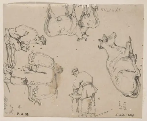 Chinese figures and cattle, by George Chinnery