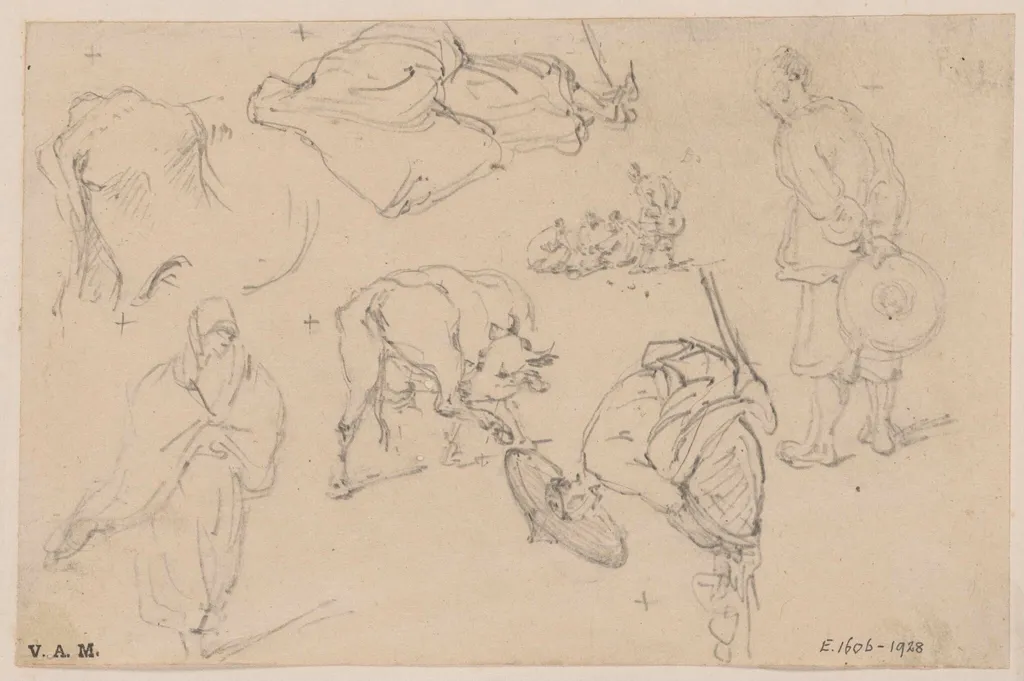 Chinese figures and cattle, by George Chinnery, 19