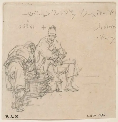 Chinese figures by a basket, by George Chinnery