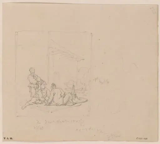 Chinese game players on a mat, by George Chinnery