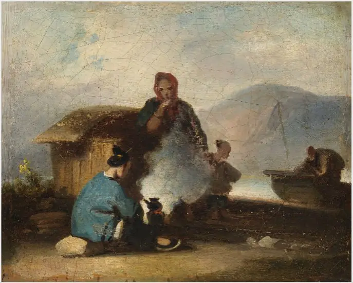 Chinese Scene, Women Making Tea, by George Chinnery