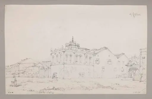 Chinqua's house, with entrance to China Street, Canton, by George Chinnery