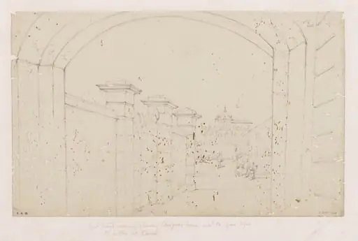Chungqua's premises seen from the portico of the East India Company's 'factory' at Guangzhou (Canton), by George Chinnery