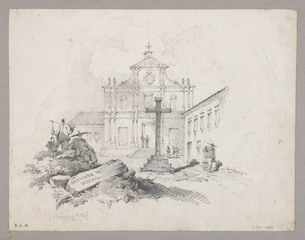 Composition: Church of S. Domingos and Cross opposite the Cathedral, by George Chinnery, 1825