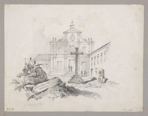 Composition: Church of S. Domingos and Cross opposite the Cathedral, by George Chinnery