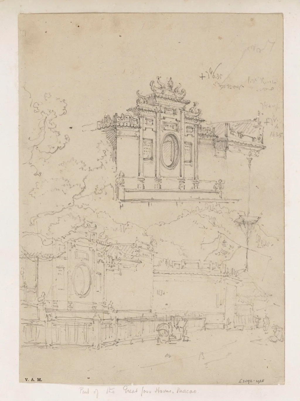 Drawings of the A-Ma temple, Macau, by George Chinnery, 3
