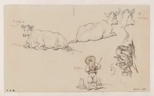 Figures and cattle, by George Chinnery