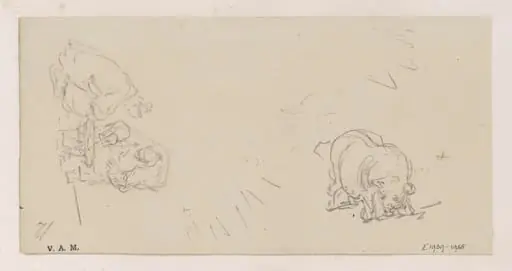 Figures at a stove, and a pig, by George Chinnery