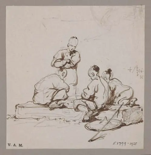 Four Chinese figures, by George Chinnery