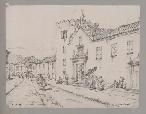 Front of Misericordia Church, Macao, by George Chinnery