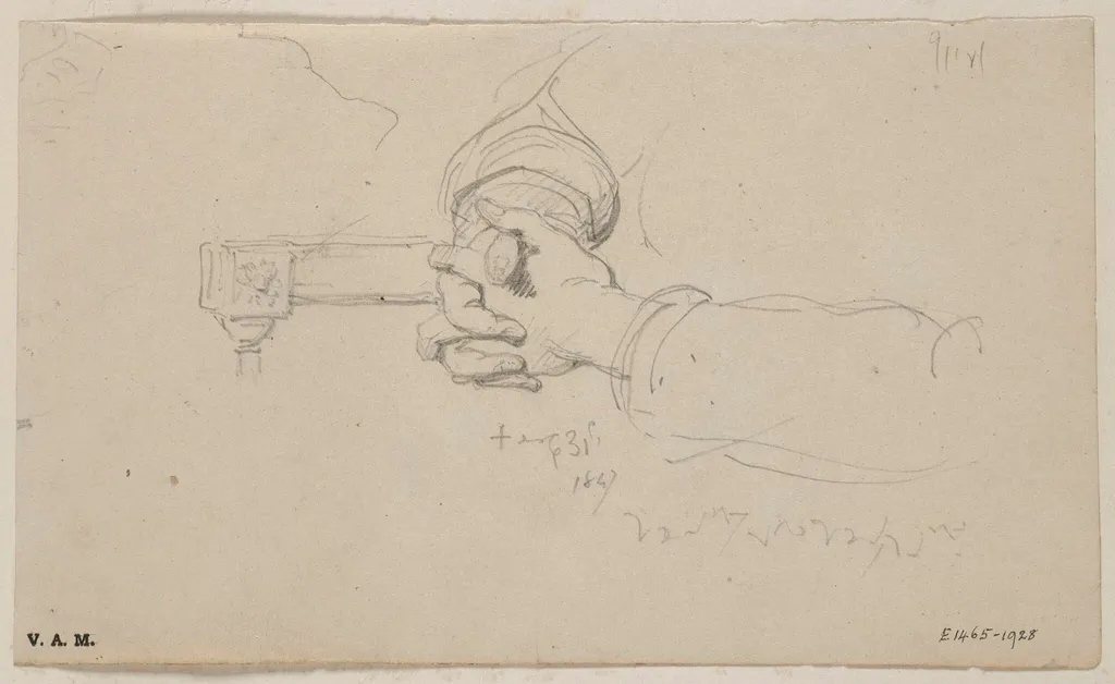 Hands folded on the back of a chair, by George Chinnery, 20
