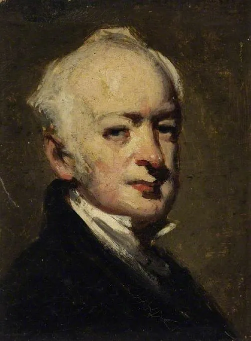 Head and shoulders of an elderly man, by George Chinnery, oil, 1823