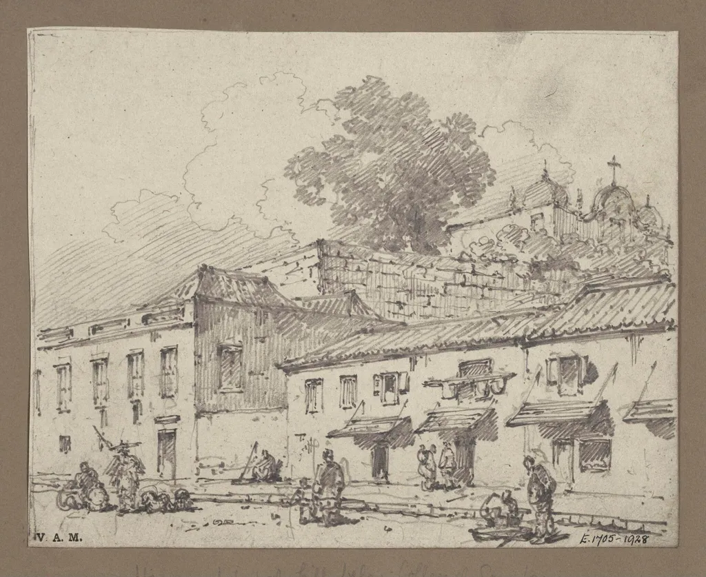 Houses below the church and college of S. José, Macau, by George Chinnery, 19