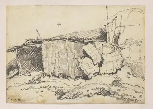 Indian village dwellings, by George Chinnery