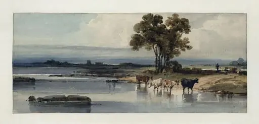 Lake with Cattle, China, by George Chinnery