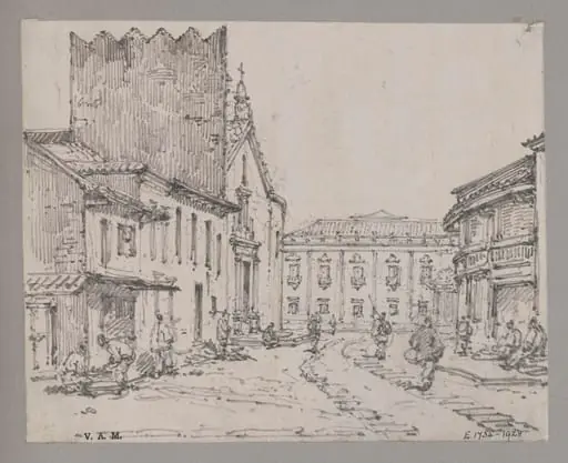 Misericordia Church and Senate House, Macao, by George Chinnery
