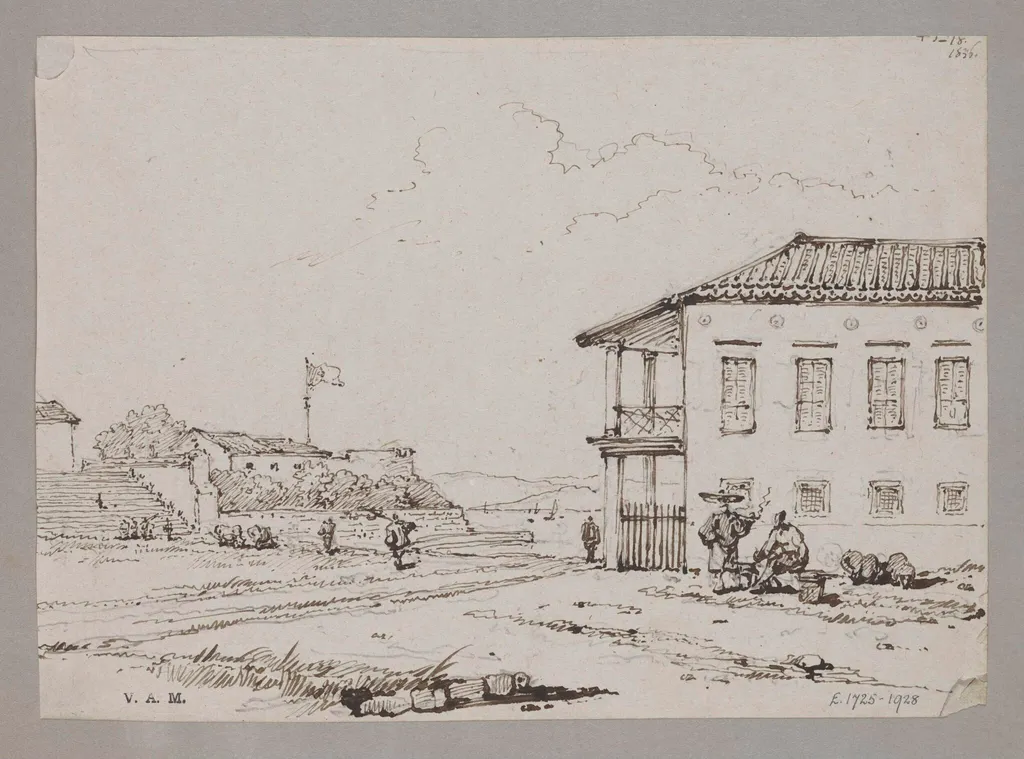 Mr. Whiteman's house and Franciscan Fort, Macao, by George Chinnery, 12