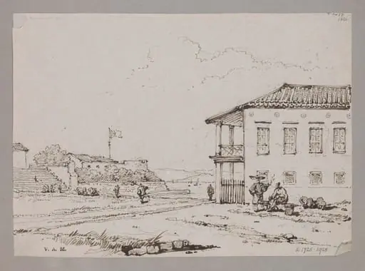 Mr. Whiteman's house and Franciscan Fort, Macao, by George Chinnery