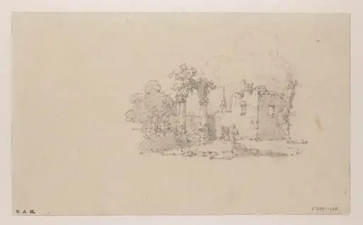 Overgrown ruins, by George Chinnery