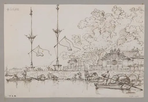 Part of the Great Joss House, Inner Harbour, Macao, by George Chinnery