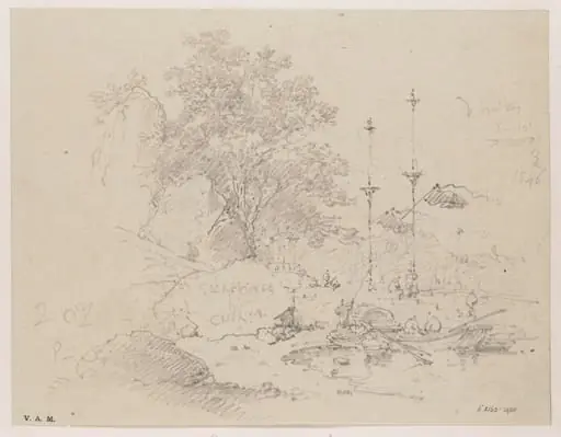 Rocks and part of the A-Ma Temple, Macau, by George Chinnery
