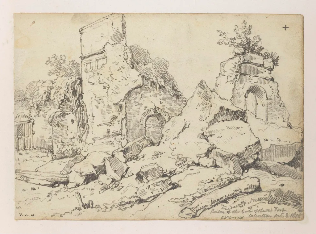 Ruins of the Old Fort, Calcutta, by George Chinnery, 6