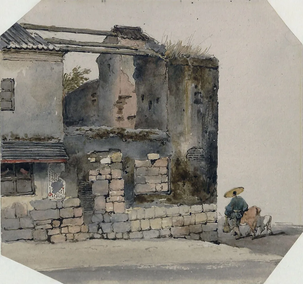 Scene at Macao, by George Chinnery, watercolor, 1850
