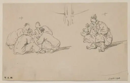 Seated Chinese men, by George Chinnery
