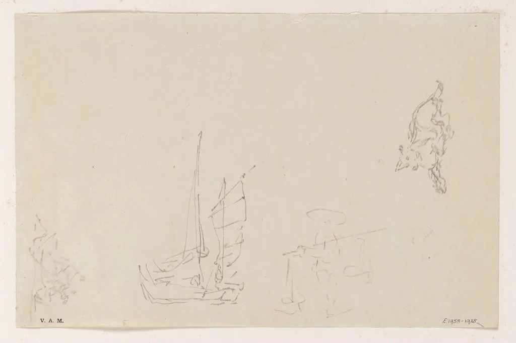 Sketches of boats, a figure and a dog, by George Chinnery, 19