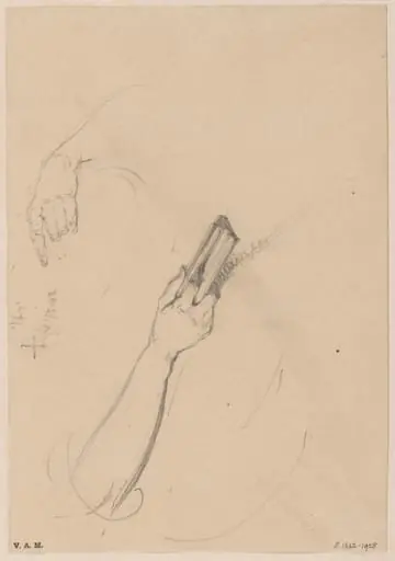 Studies of arms and hands, one holding a book, by George Chinnery