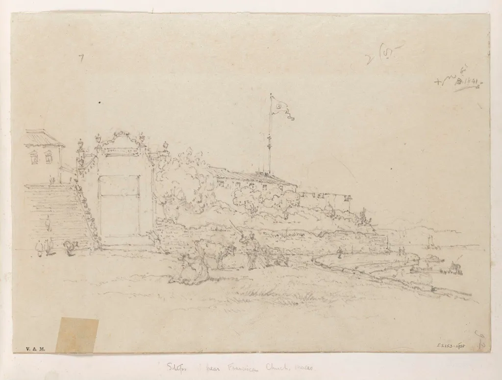 The church of S. Francisco and the adjacent fort, Macau, by George Chinnery, 6