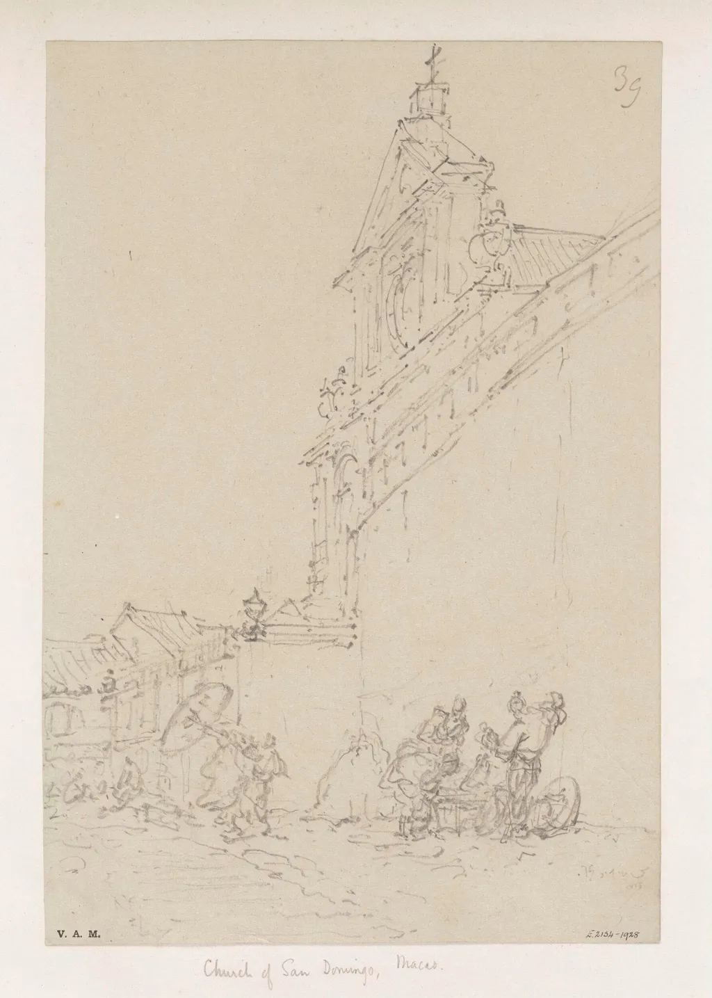 The church of San Domingos, Macau, seen from behind the precinct wall, by George Chinnery, 19