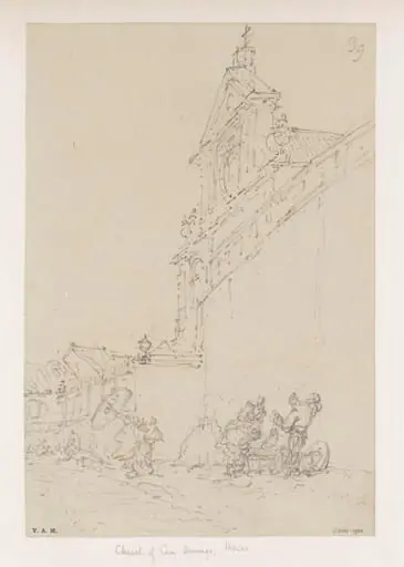 The church of San Domingos, Macau, seen from behind the precinct wall, by George Chinnery