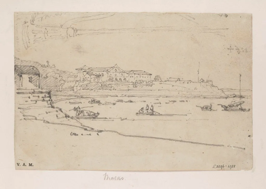 The convent and church of S. Francisco, Macau, seen from across the bay, by George Chinnery, 6