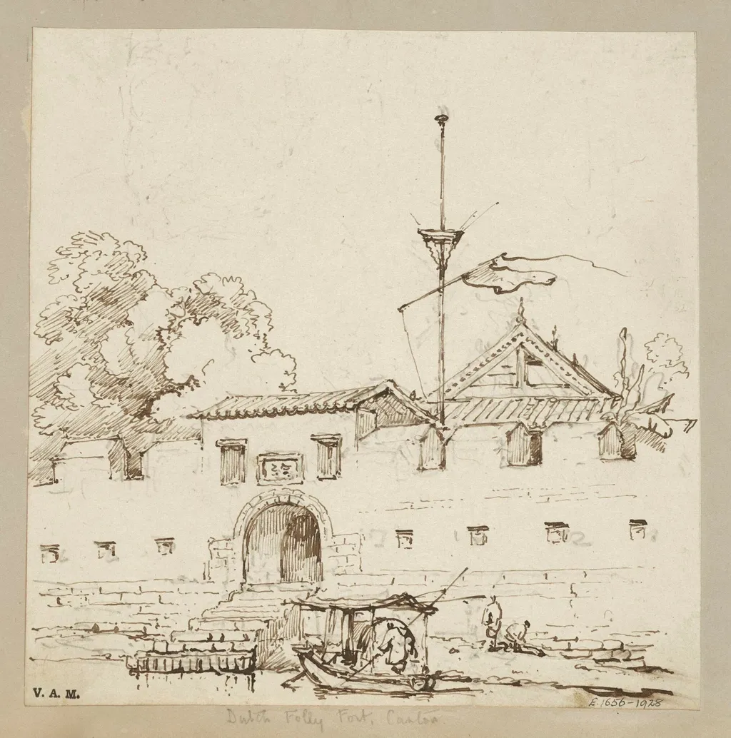 The 'Dutch Folly Fort', Canton, by George Chinnery, 19