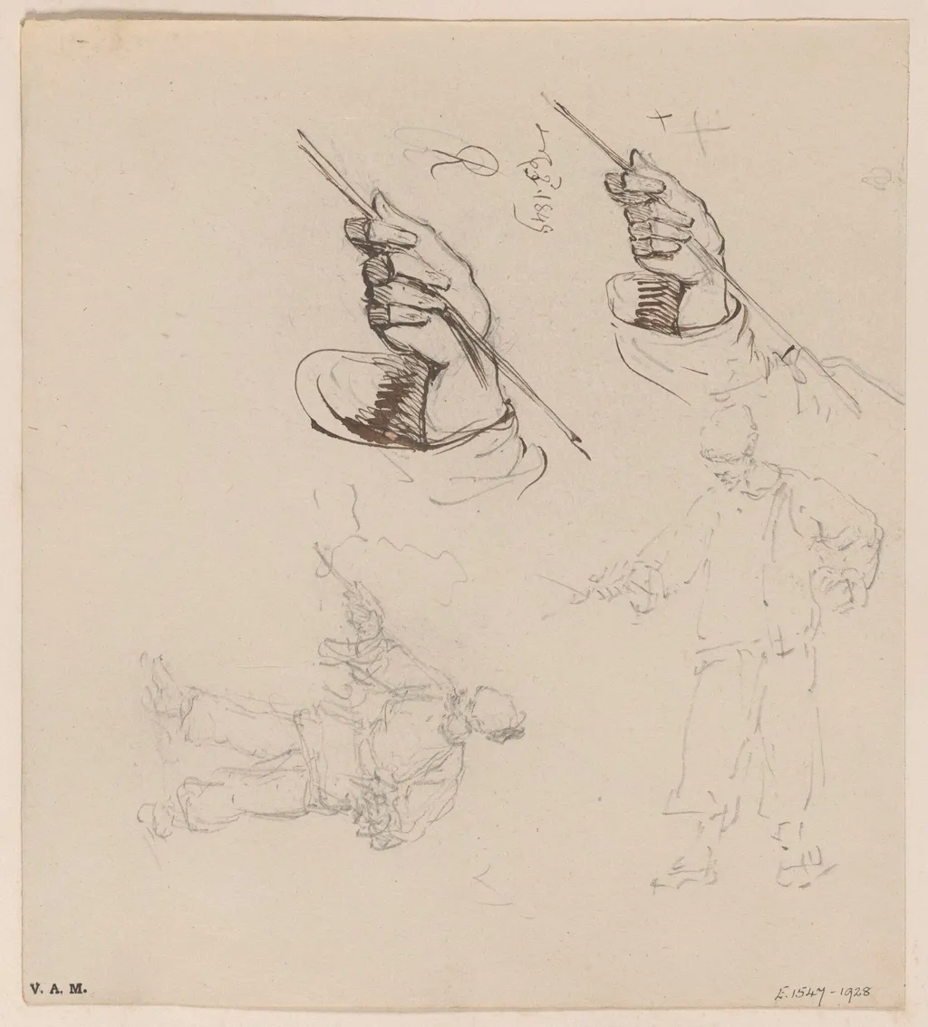 The hands of a Chinese man holding a line, by George Chinnery, 6