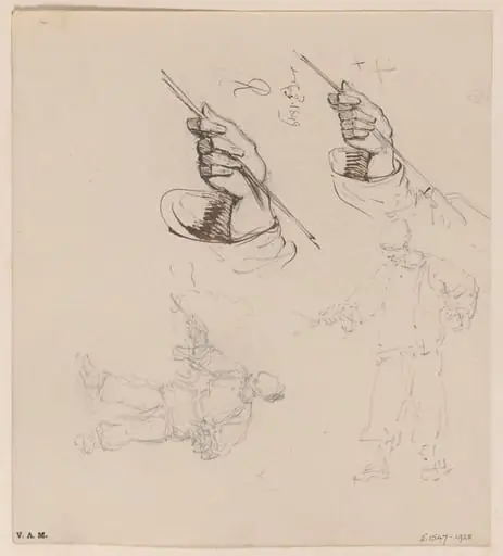 The hands of a Chinese man holding a line, by George Chinnery