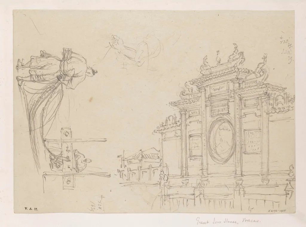 The main entrance to the A-Ma Temple, Macau, by George Chinnery, 16