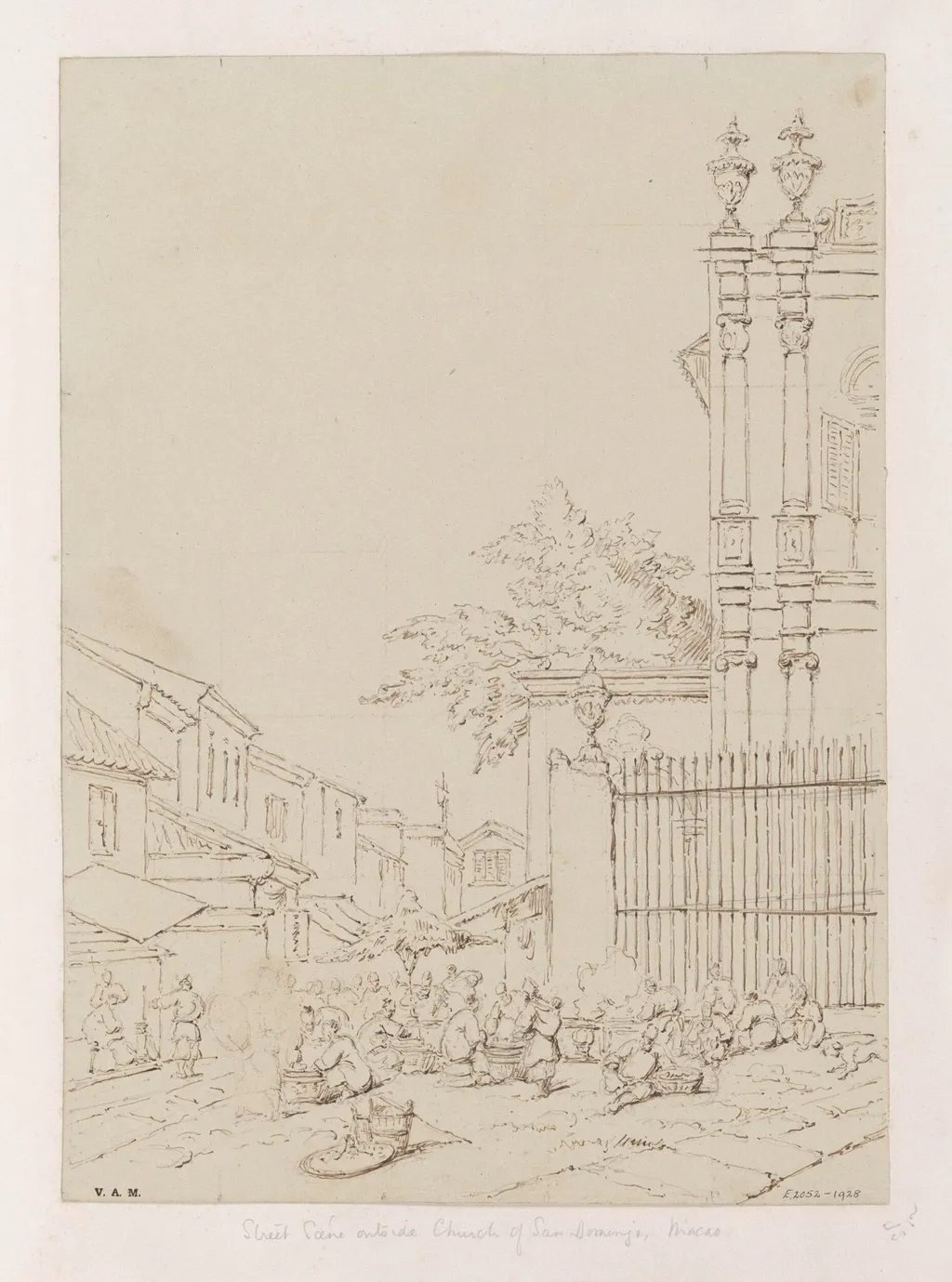 The market outside the church of S. Domingos, Macau, by George Chinnery, 19