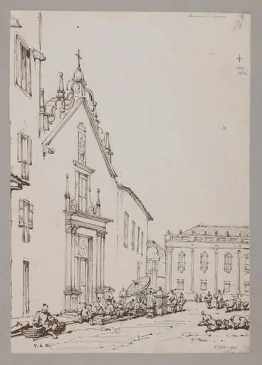 The Misericordia Church and part of the Senate House, Macao, by George Chinnery
