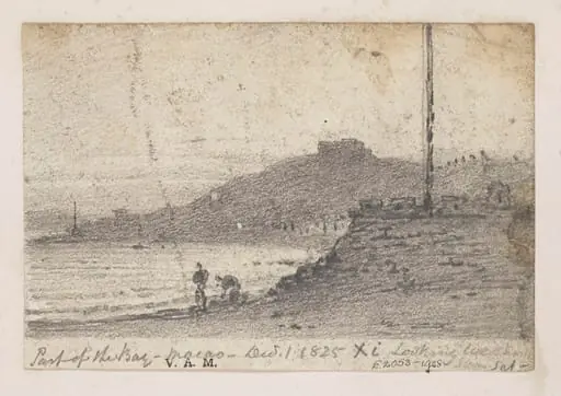 The Praya Grande, Macau, at sunset, by George Chinnery